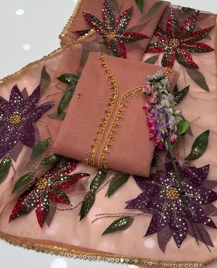 Organza Shirt Luxury Handwork Outfit