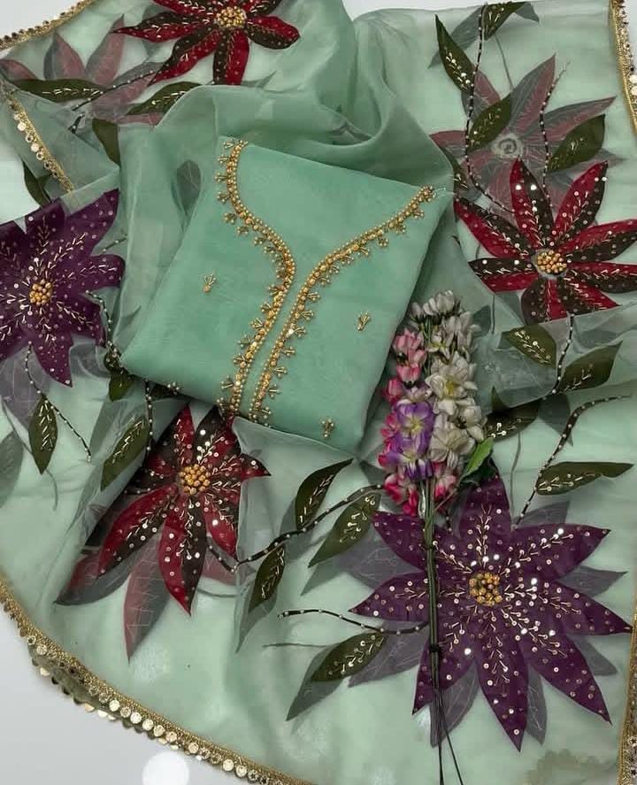 Organza Shirt Luxury Handwork Outfit